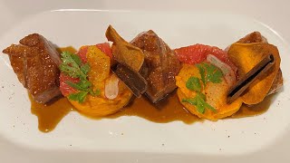 RECETTE FACILE MAGRET DE CANARD A LORANGE PURE CAROTTE PATATE DOUCE ET AGRUMES صدر البط مع برتقال [upl. by Nylitsirk]