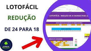 LOTOFÁCIL REDUÇÃO DE 24 PARA 18  LOTOFÁCIL TÉCNICA INTELIGENTE 2024  DICAS PARA A LOTOFACIL [upl. by Ileyan]