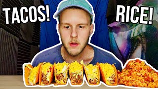 Cheese Tacos With Rice  Mukbang Eating Sounds [upl. by Akimak]