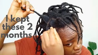 Two months mini braids take down and length check on my 4c hair [upl. by Macegan]