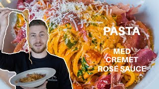 Pasta på 15 min  Spaghetti med cremet rosé sauce parmaskinke og gedeost  Jacob Jørgsholm [upl. by Yrrek]