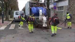 Benne à Ordures Equipée dun AspireFeuilles  Camion Poubelles Garbage Truck [upl. by Zeralda732]