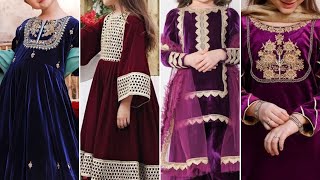 Latest Partywear Velvet Dress Designs For Baby Girls 2024Partywear winter Dress Designs for girls [upl. by Brindell522]