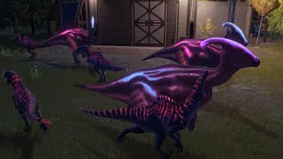 Jurassic World Evolution 2 Spinoraptor Lux army vs Parasaurolophus Lux herd [upl. by Anaeco765]