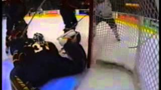 2002  Thrashers  Maple Leafs  Pasi Nurminen Ridiculous Save [upl. by Tychonn]