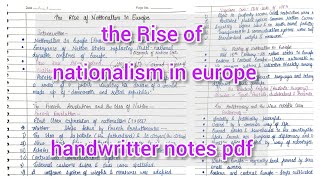 The Rise Of Nationalism In Europe Class 10 History notes [upl. by Esiralc]