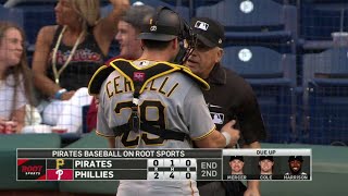 PITPHI Cole Cervelli talk to ump about strike zone [upl. by Isolt]