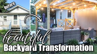 BEAUTIFUL BACKYARD TRANSFORMATION  SMALL BACKYARD MAKEOVER ON A BUDGET  SUMMER 2023 [upl. by Haerdna634]