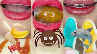 ASMR SATISFYING EATING EMOJI FOODCHALLENGE MUKBANG🍌🐬 [upl. by Margit]