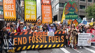 Thousands Demand Biden End Fossil Fuels Ahead of UN Summit  WSJ News [upl. by Legnaesoj950]