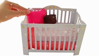 DIY Miniature ✫ Baby Crib ✫ Tutorial  Crafts [upl. by Arakat568]