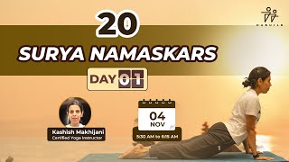 Surya Namaskar Challenge  Day 1 by Kashish Makhijani [upl. by Teevens]