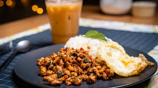 Ayam Pad Kra Pao amp Teh Ais Thai  Giveaway Stoneline [upl. by Ahsekram]