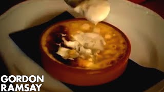 Gordon Eats Overcooked Scallops and Liquid Creme Brulee  Gordon Ramsay [upl. by Nevil]