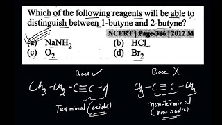 Which of the following reagents will be able to distinguish between 1 butyne and 2 butyne [upl. by Dorelle]