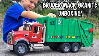 GARBAGE TRUCK Videos For Children l BRUDER Mack Granite UNBOXING And Review [upl. by Iemaj618]