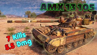 AMX 13 105  7 Frags 55K Damage Master by player prosperomagnia [upl. by Bremer]