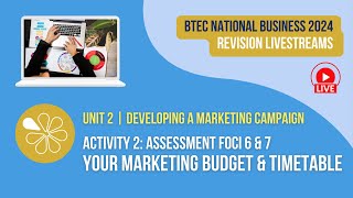 The Marketing Budget and Timetable AF 6amp7 for BTEC National Business Unit 2 [upl. by Berkie]