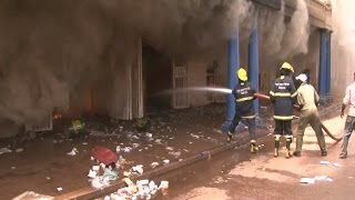 Fire guts commercial building in Kampala city centre [upl. by Nonnaehr749]