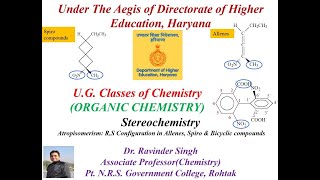 Stereochemistry Part 8 Atropisomerism RS Configuration in Allenes Spiro amp Bicyclic compounds [upl. by Gen]