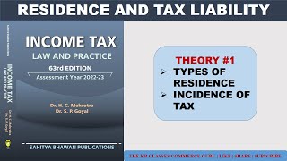 Residence and Tax Liability theory 1  Income Tax  AY 202223  HC Mehrotra  Bcom [upl. by Sirap]