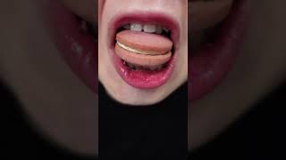 ASMR PURPLE MACARON COOKIE CRUNCHING SATISFYING CLOSE UP MOUTH EATING SOUNDS MUKBANG Shorts [upl. by Wesla]