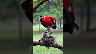 Mother redcrowned crane protects her baby in the raincrowned anime wildlife [upl. by Sorgalim597]