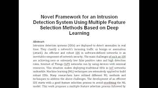 Novel Framework for an Intrusion Detection System Using Multiple Feature Selection Methods Based on [upl. by Zelten37]