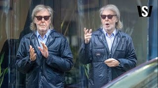 Paul McCartney reveals unruly long grey hair as Beatles legend leaves his office building [upl. by Terr]