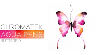 Watercolor amp Aqua Pen Butterfly Tutorial by Chromatek [upl. by Ellehsem251]