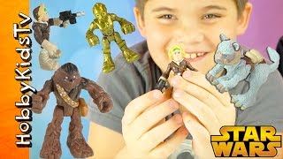 Star Wars Galactic Heroes Han Solo Action Figures  Tauntaun Hasbro Disney Toys Review HobbyKidsTV [upl. by Aniara]