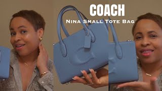 NEW COACH NINA SMALL TOTE BAG  REVIEW TRY ON… [upl. by Yenruogis188]