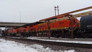 BNSF Cargill Feed Train Goes Through Ottumwa Station [upl. by Ardnahs]