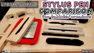 UNBOXING Comparing 3 stylus pen for tablets and ereader [upl. by Cottle]