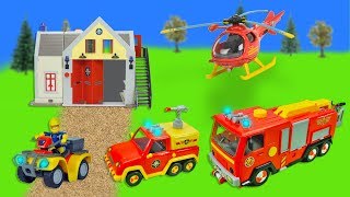 Fireman Sam Story with Firefighter Sam Toys Fire Trucks Helicopter Wallaby Fire Station 2019 [upl. by Ahsinrat]