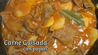 Como hacer CARNE GUISADA CON PAPAS Receta facil video 11 [upl. by Amatruda890]