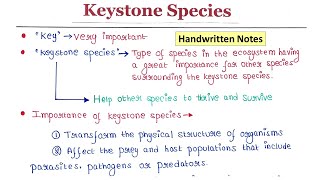 Keystone Species  Importance  Examples  Handwritten notes [upl. by Hairam]