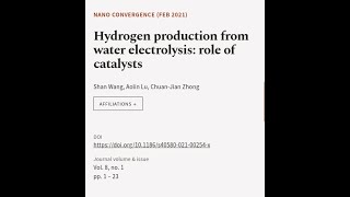 Hydrogen production from water electrolysis role of catalysts  RTCLTV [upl. by Lori]