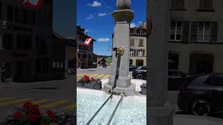 Old fountain in Romont FR Switzerland [upl. by Airdnekal]