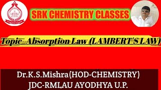 UV Spectroscopy  Lamberts Absorption Law [upl. by Doley]