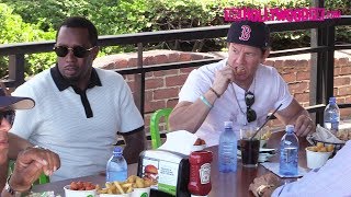 Diddy Takes Over Mark Wahlbergs Wahlburgers Restaurant During Lunch With DJ Khaled 61318 [upl. by Inohs102]