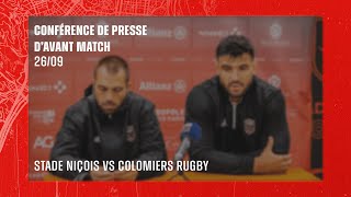 CONFÉRENCE DE PRESSE AVANT MATCH  Stade Niçois VS Colomiers Rugby  260924 [upl. by Nyrahs37]