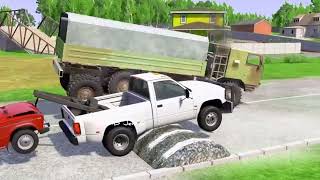 BeamNG Drive  realistic car crashes  Sysco truck driver lost control on bridge  Beamng [upl. by Roxine587]