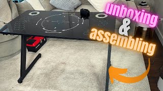 Unboxing amp Assembling the ELECWISH Battlestation Tempered Glass Desk [upl. by Snahc]