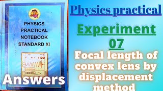 Focal length of convex lens by displacement method physics practical class 11 experiment 7 answers [upl. by Elletnohs701]