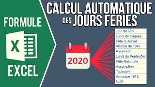 EXCEL  CALCUL AUTOMATIQUE DES JOURS FÉRIÉS EN FONCTION DE LANNÉE SAISIE [upl. by Akered326]