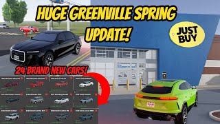 Greenville Wisc Roblox l HUGE SPRING Update 24 CARS BUILDINGS amp MORE REVIEW [upl. by Ahsenauq]