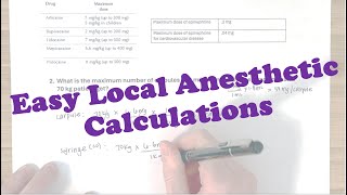 Local Anesthetic Max Dose Sample Questions Calculations [upl. by Niklaus733]