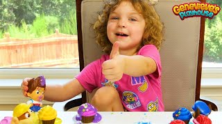 Genevieve makes Toy Cupcakes for Paw Patrol with Icing and Sprinkles [upl. by Eaneg]