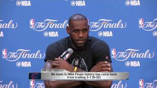 LeBron James Interview 1  June 12 NBA 2016 Finals  Cavaliers vs Warriors Game 5 [upl. by Inah]